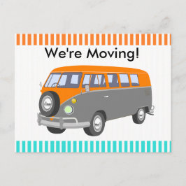Cartão Postal De Anúncio Estamos nos mudando, cartão de Posto retro van