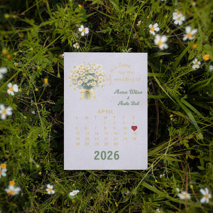 Cartão Postal De Anúncio Estilo de Calendário Casamento Salvar a Data de ab