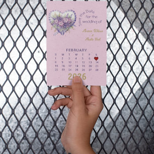 Cartão Postal De Anúncio Estilo de Calendário Casamento Salvar a Data Fever