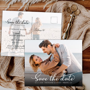 Cartão Postal De Anúncio Estilo Elegante Roteiro Foto Casamento Salvar A Da