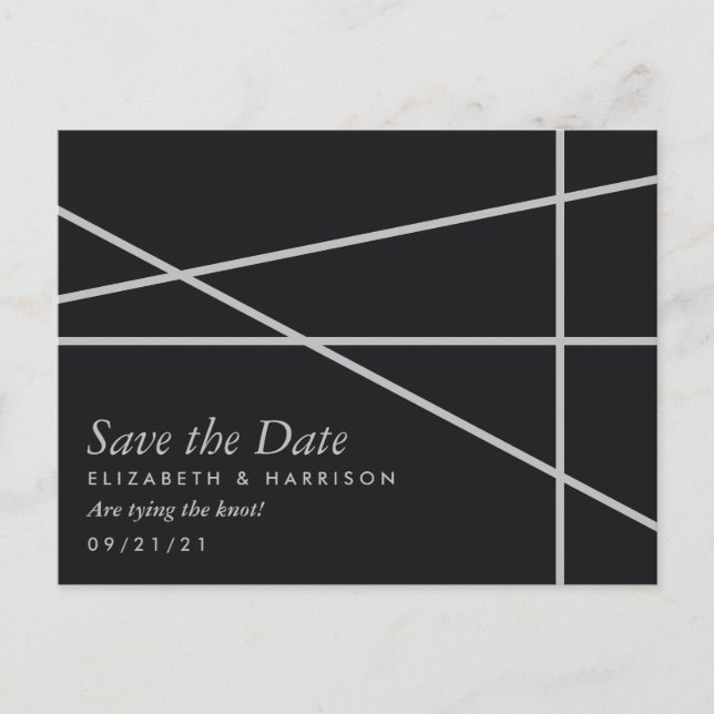 Cartão Postal De Anúncio Estilo Geométrico Simples Salva a Data (Frente)