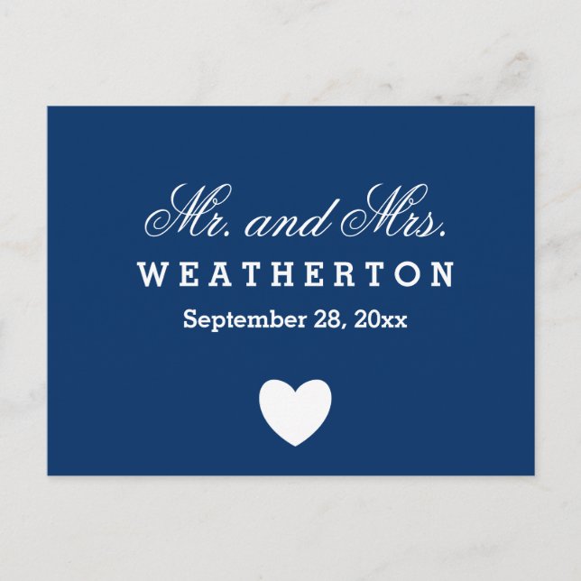 Cartão Postal De Anúncio Estilo Simples Sr. e Sra. Nomes do Casamento Data  (Frente)