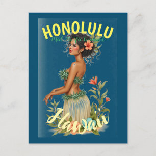 Cartão Postal De Anúncio Estilo Vintage Havaiano Viagem Honolulu Meio do Pa