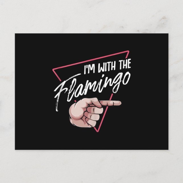 Cartão Postal De Anúncio Estou Com Figuras De Casal De Flamingo Halloween (Frente)