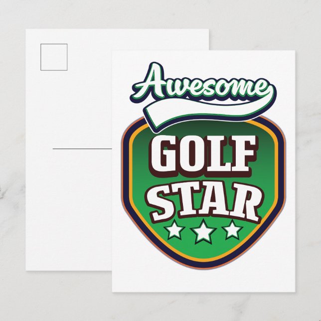 Cartão Postal De Anúncio Estrela de Golfe Incrível  (Frente/Verso)