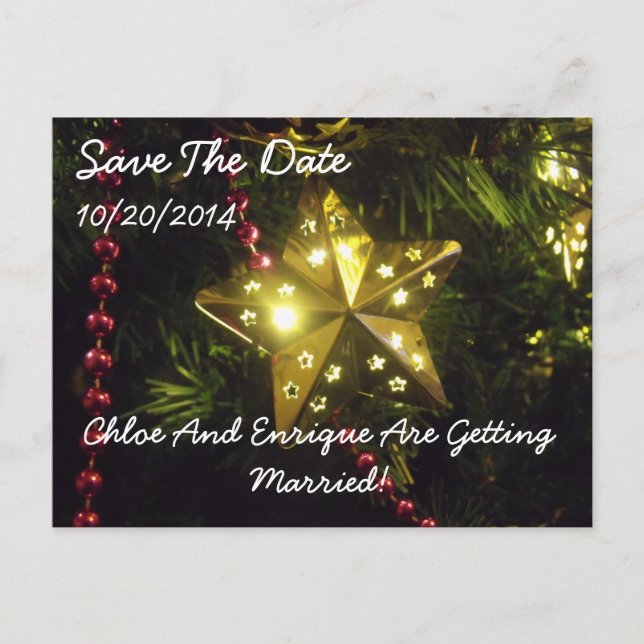 Cartão Postal De Anúncio Estrela de Natal Personalizada Salve a Data (Frente)