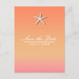Cartão Postal De Anúncio Estrela do Mar Laranja e Rosa Praia Verão Salvar a