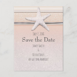 Cartão Postal De Anúncio Estrela-do-mar Pêssego & Creme Casamento na Praia