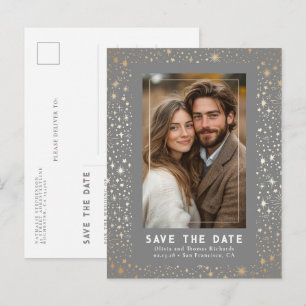 Cartão Postal De Anúncio Estrelas Celestiais Casamento Salvar Data Foto