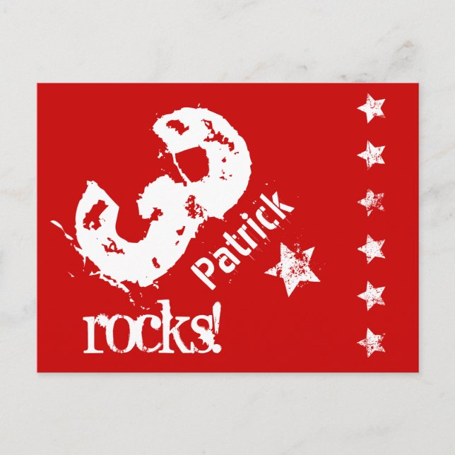 Cartão Postal De Anúncio Estrelas de Grunge de Design Diagonal de 3º Aniver (Frente)