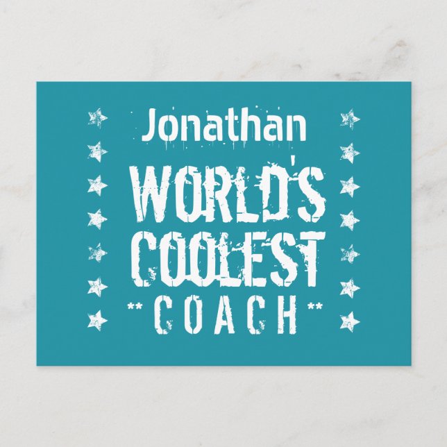 Cartão Postal De Anúncio Estrelas de Grunge de Fundo do Teal COACH A03 (Frente)