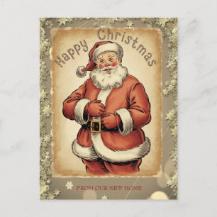Cartão Postal De Anúncio Estrelas Douradas do Papai Noel Vintage
