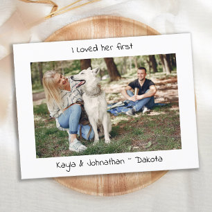 Cartão Postal De Anúncio Eu a Amava Primeiro - Casamento de Cachorro Simple