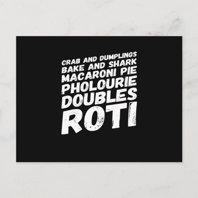 Cartão Postal De Anúncio Eu adoro a camiseta Comida de Trinidad e Tobago (Frente)