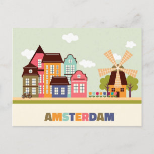 Cartão Postal De Anúncio Eu amo o viagem de Amsterdão o cartão holandês
