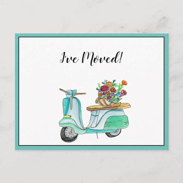 Cartão Postal De Anúncio Eu movi o Patinete Verde Vespa (Frente)