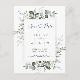 Cartão Postal De Anúncio Eucalipto Aquarela  Salve o Cartão de Data de Casa