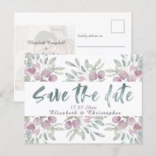 Cartão Postal De Anúncio Eucalipto Aquarela Verde Oliva Save The Date