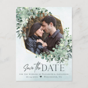 Cartão Postal De Anúncio Eucalipto Azul Poeira Casamento Foto Salve o Dia