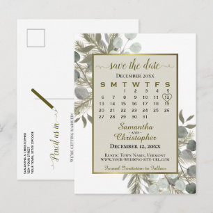 Cartão Postal De Anúncio Eucalipto e Pinheiro Bege Taupe Calendário de Salv