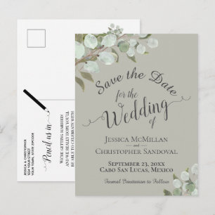 Cartão Postal De Anúncio Eucalipto e Verde Oliva Casamento de Sabedoria Sal