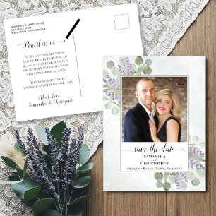 Cartão Postal De Anúncio Eucalipto & Lavanda Casamento Salva a Data Foto