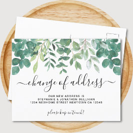 Cartão Postal De Anúncio Eucalyptus Greenery Mudança de Endereço