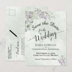 Cartão Postal De Anúncio Eucalyptus & Lavanda Sage Weding Date