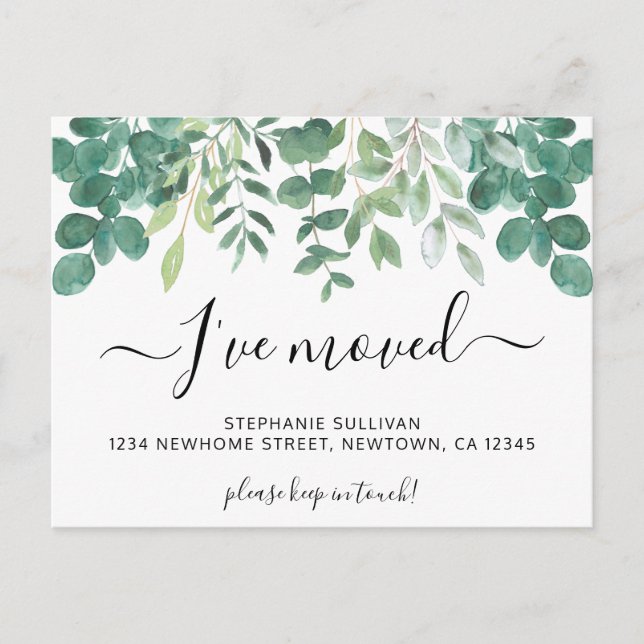 Cartão Postal De Anúncio Eucalyptus que me movi (Frente)