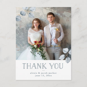 Cartão Postal De Anúncio Eucalyptus Simplicity Foto De Casamento Obrigado