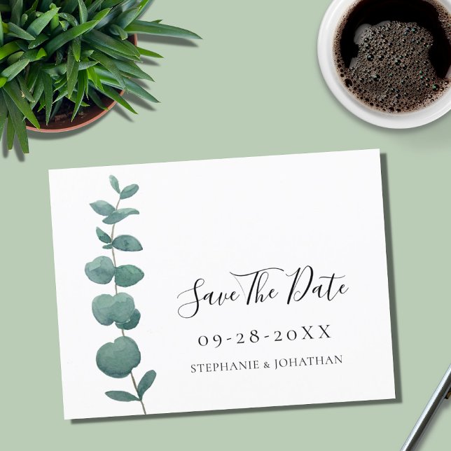 Cartão Postal De Anúncio Eucalyptus Wedding Save The Date Postcard (Criador carregado)