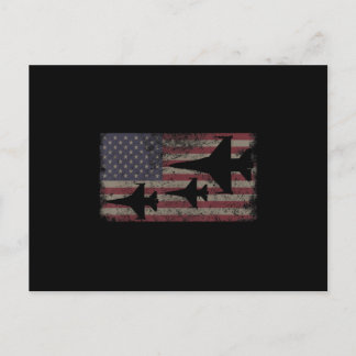 Cartão Postal De Anúncio F16 Fighter Jet Plane USA Flag Patriot