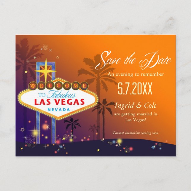 Cartão Postal De Anúncio Fabulous Las Vegas Wedding Save the Date (Frente)