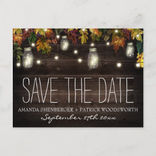 Cartão Postal De Anúncio Fall Firefly Mason Jar Weding Save the Date Cards