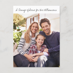 Cartão Postal De Anúncio Família de Letra Script Caprichosa Nova Morada Mud