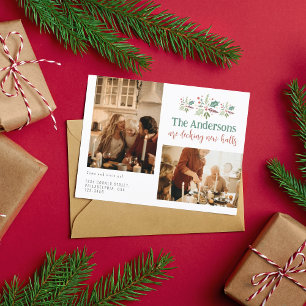 Cartão Postal De Anúncio Família de Natal Decorando Novos Salões Foto Em Mo