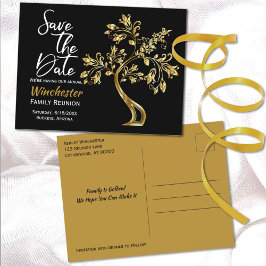 Cartão Postal De Anúncio Family Reunion Save The Date Modern Gold Tree