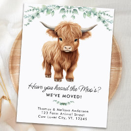Cartão Postal De Anúncio Fazenda de Eucalipto da Highland Cow Novo Endereço