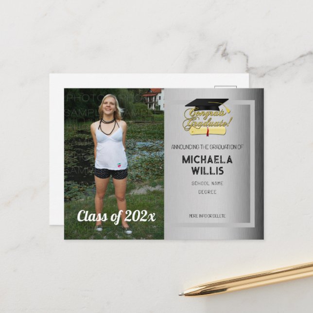 Cartão Postal De Anúncio Felicita a cinza de Graduação de Diploma do Forman (Frente/Verso In Situ)