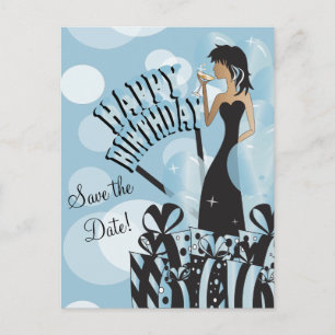Cartão Postal De Anúncio Feliz aniversário Diva Girl   DIY Name   Aqua