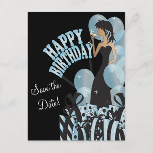 Cartão Postal De Anúncio Feliz aniversário Diva Girl   DIY Name   Aqua