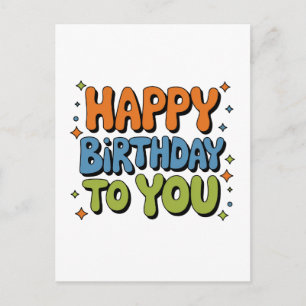 Cartão Postal De Anúncio Feliz Aniversário Groovy