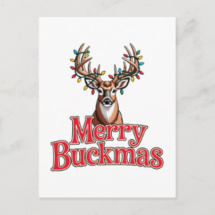 Cartão Postal De Anúncio Feliz Buckmas Caça de Cabeça de Veado Feriado Nata