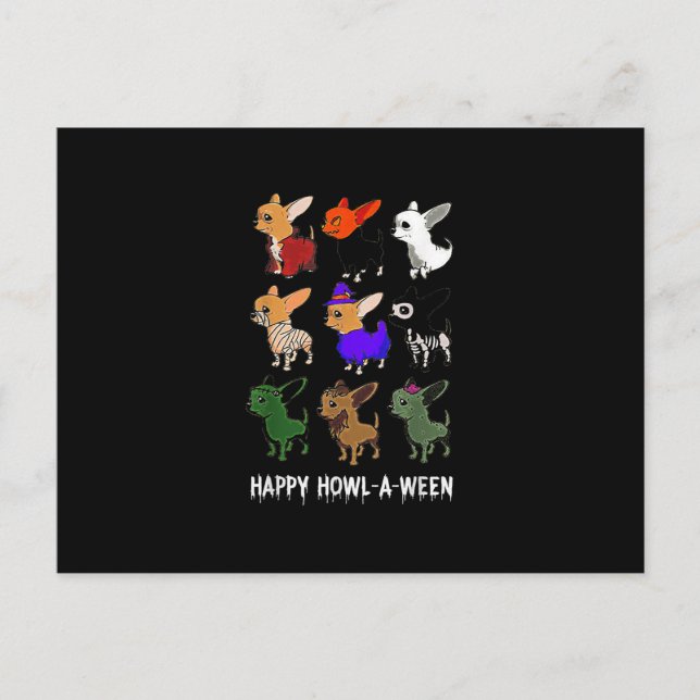 Cartão Postal De Anúncio Feliz Dia das Bruxas de Chihuahua (Frente)