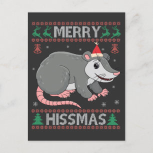 Cartão Postal De Anúncio Feliz Hissmas Camiseta Feia de Natal Funny Opossum