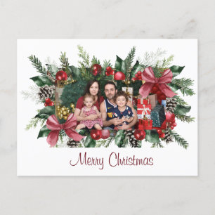 Cartão Postal De Anúncio Feliz Natal Família Natal Foto do Papai Noel
