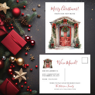 Cartão Postal De Anúncio Feliz Natal Nova Casa Frente à Porta de Entrada Mu