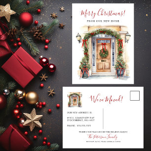 Cartão Postal De Anúncio Feliz Natal Nova Frente de Casa Porta da Frente Mu