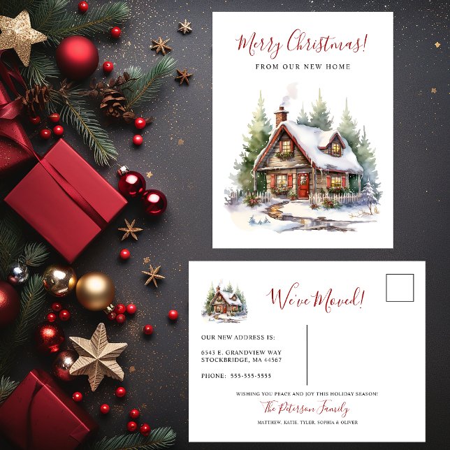 Cartão Postal De Anúncio Feliz Natal Rustic Nova Movimentação para Casa (Criador carregado)