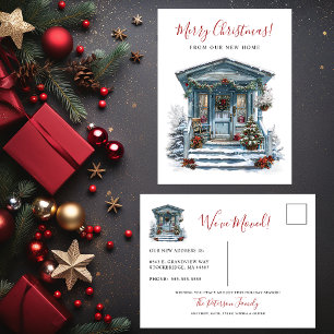 Cartão Postal De Anúncio Feliz Natal Rustic Nova Porta da Frente